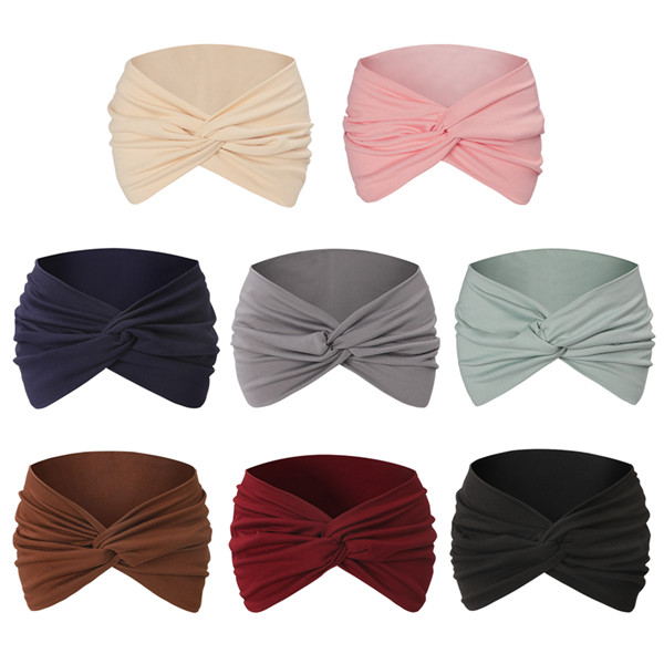 8 Pack Wide Headbands for Women Girls, Soft Stretchy Turban Headband Boho Hairband with Twisted Knots, Non-Slip Adjustable Hair Bands Hair Accessories 